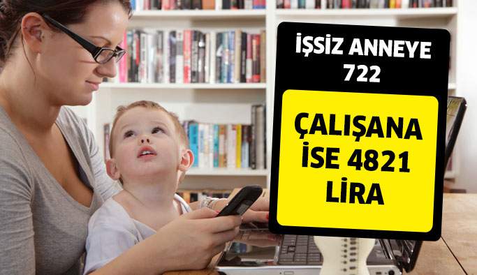 İşsiz Anneye 722,Çalışan Anneye 4821 Lira İçin Sadece