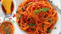 Domatesli Fesleğenli Spagetti