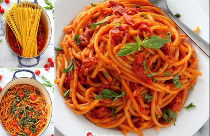 Domatesli Fesleğenli Spagetti