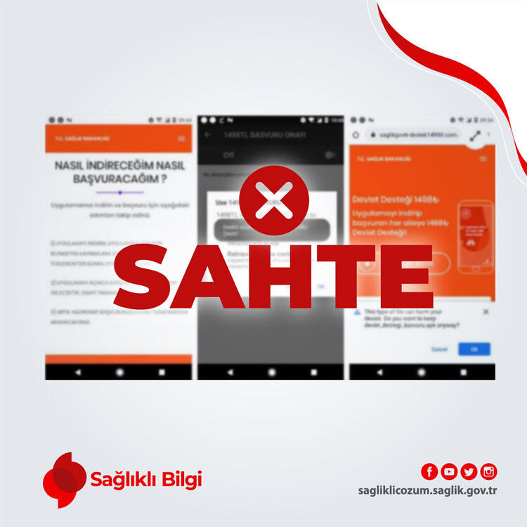 Sağlık Bakanlığı sahte internet siteleri ve uygulamaları açıkladı