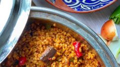 Patlıcanlı Bulgur Pilavı